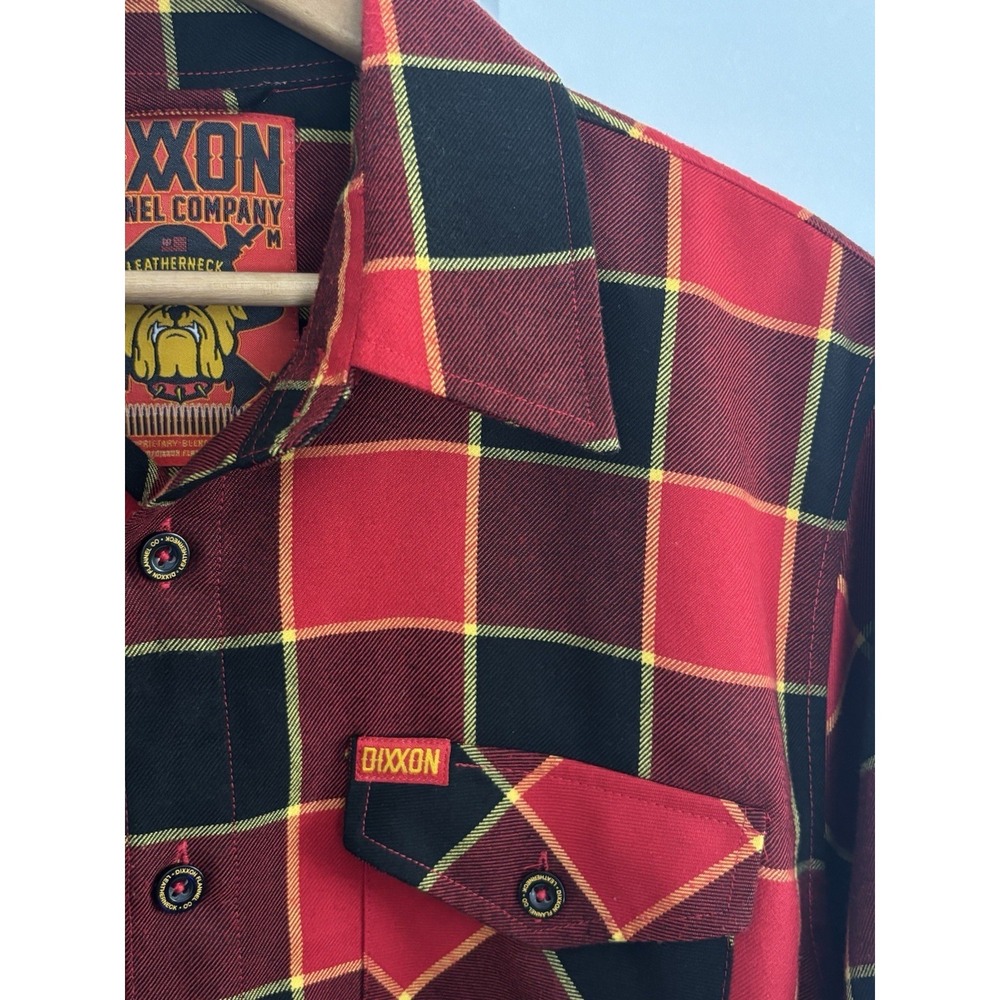 Dixxon Flannel Co‎ Plaid Button Down Shirt Leatherneck Mens Med Red Black 0019